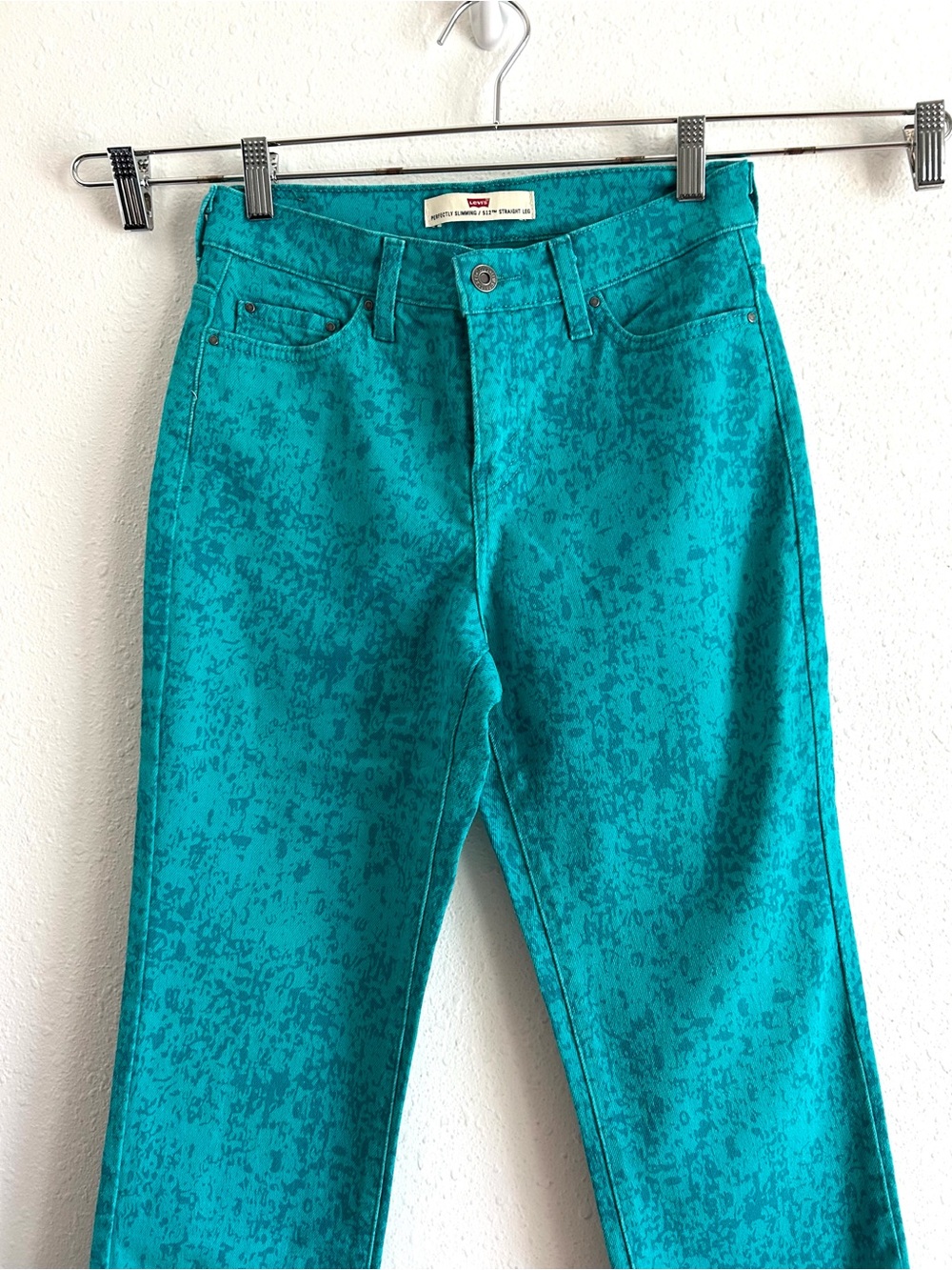 Levi's 512 Straight Leg Jeans Women's Size 27x32 Teal Denim Stretch Slimming - Picture 2 of 10